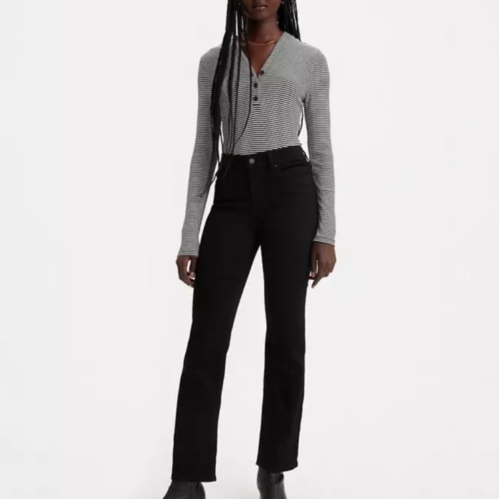 LEVI’S 314 Shaping Straight Women’s Black Corduroy Pants Mid Rise Size 32x30